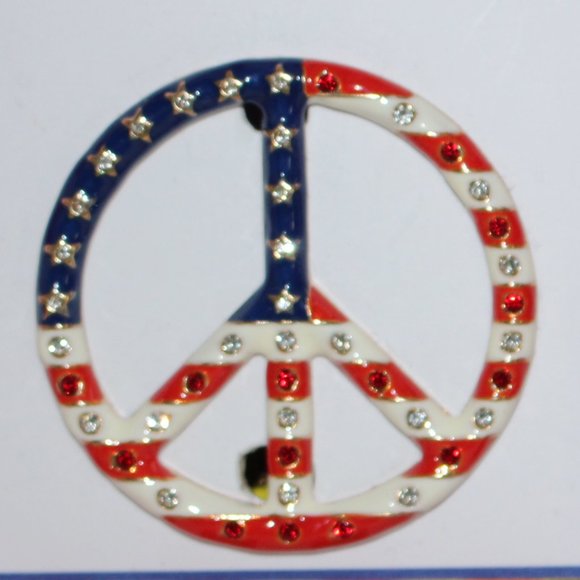 Vineyard Haven Jewelry Nwt Vineyard Haven Brooch Red White Blue Peace Sign 4th Of July